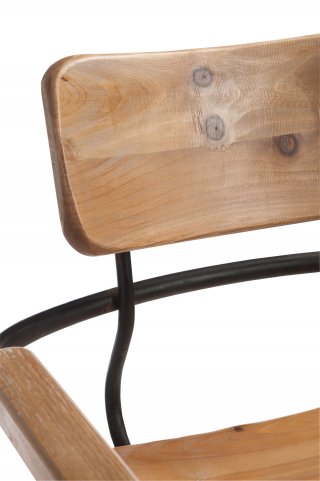 Tabouret de bar bistro TROB en métal noir et bois naturel.